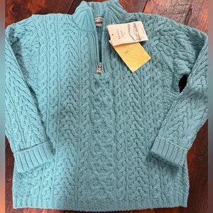 Aran Crafts Turquoise Cable Knit  Sweater